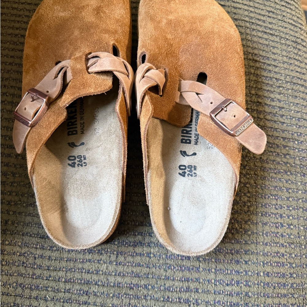 Birkenstock Brown Suede Slip-On Sandals
